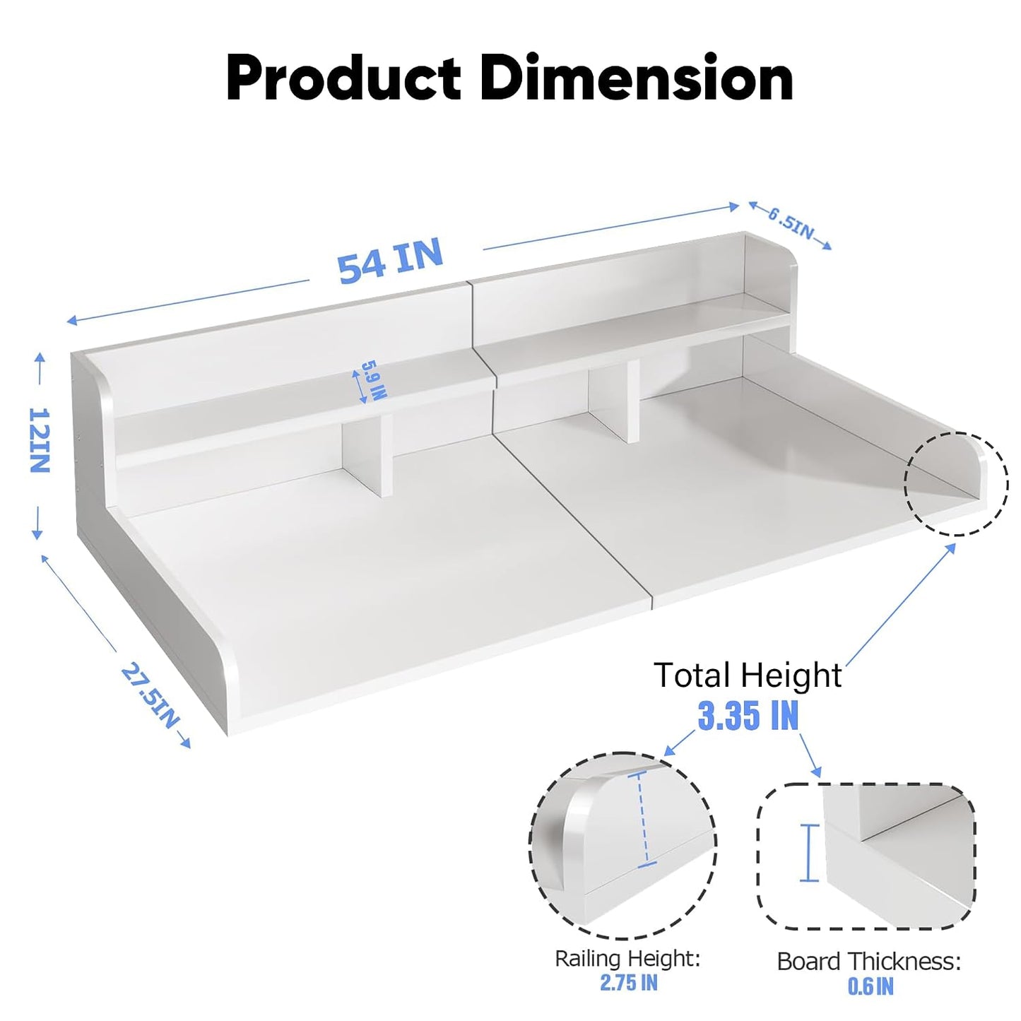 54" 2 Tier Washer Dryer Countertop with Storage Shelf, Waterproof MDF Laundry Room Organizer, Folding Station, Mechanically Joined Two-Panel Countertop (Walnut Brown)