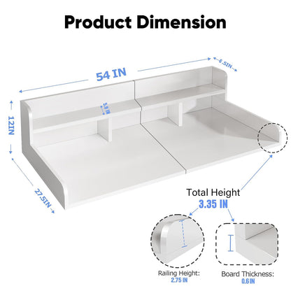 54" 2 Tier Washer Dryer Countertop with Storage Shelf, Waterproof MDF Laundry Room Organizer, Folding Station, Mechanically Joined Two-Panel Countertop (Walnut Brown)