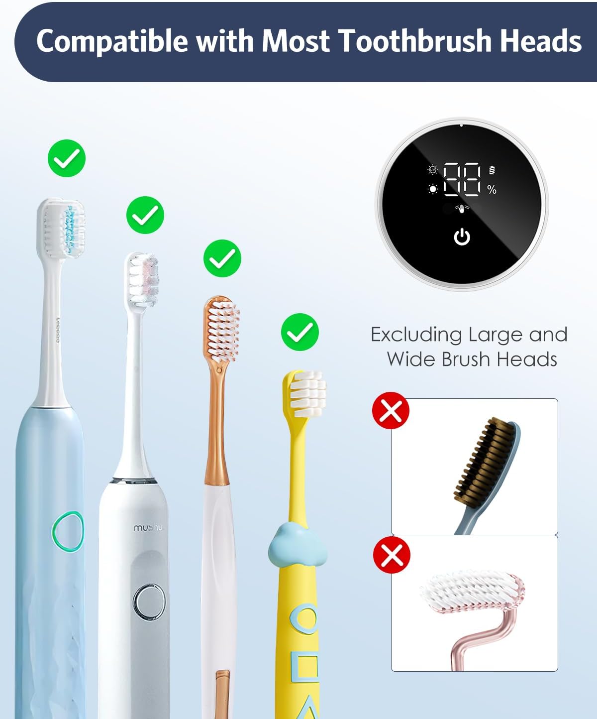 Upgraded UV Toothbrush Sanitizer Holder with Infrared Sensor & Heat Drying, Temracha Wall-Mounted Toothbrush Holder for the Bathroom, LED Smart Display, Fits Toothbrushes & Razor, Portable for Travel
