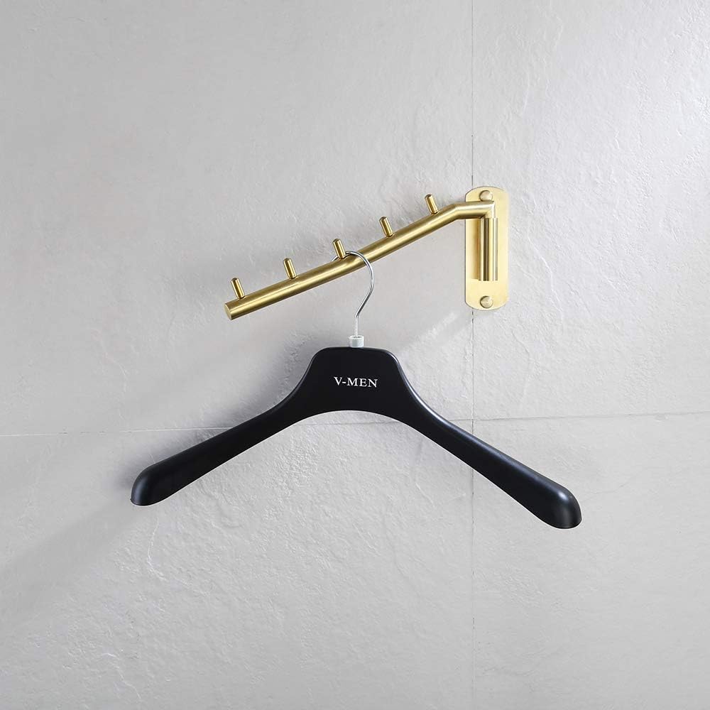 JQK Folding Clothes Hanger Rack, Stainless Steel Swing Arm Hook Holder, Clothing Hanging System Drying Closet Storage Organizer Brushed Finished Wall Mount, SHR100-BN