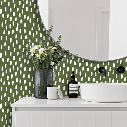 HAOKHOME Peel and Stick Wallpaper Boho Modern Dots Wall Paper Removable for Bathroom Caramel/White Contact Paper 17.3in x 9.8ft