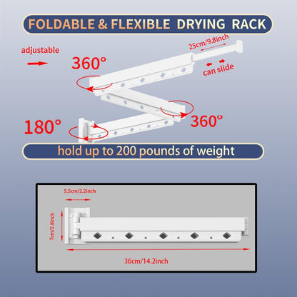 Wall Mounted Clothes Hanger Drying Folding Racks | Full 180° horizontal & vertical pivot