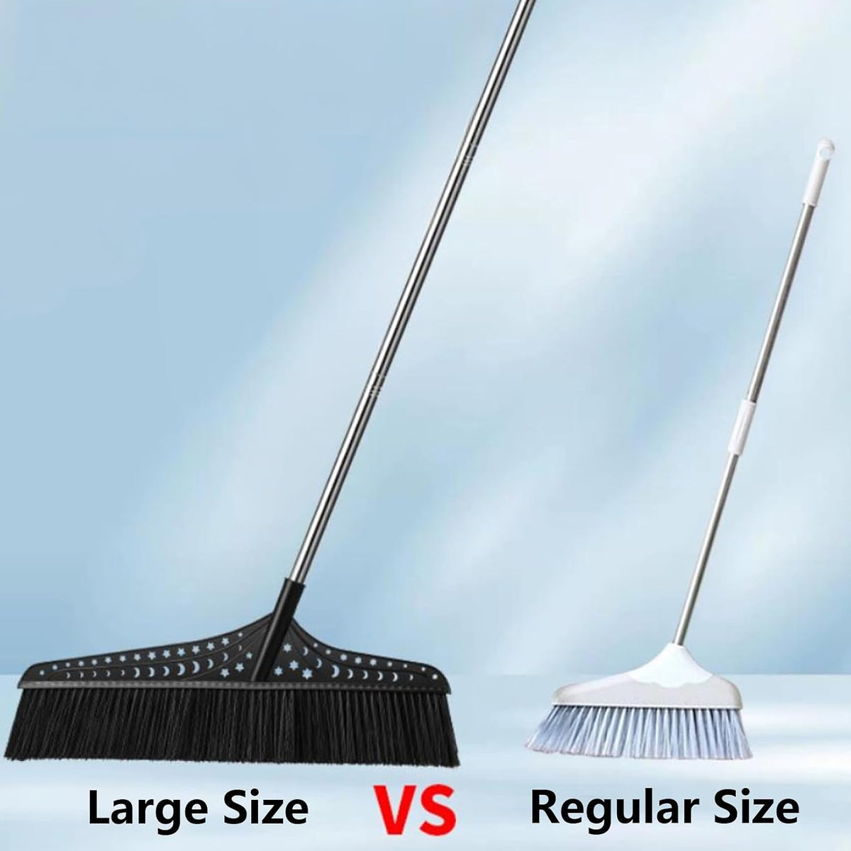 Heavy Duty Broom, Durable Sweeper Broom with Stainless Steel Handle, Outdoor Broom for Driveways Patios Open Areas(Black,70cm)