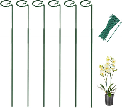 12 Pack 16 In Metal Plant Stakes, Plant Support Stakes with 15 Twist Ties | Plant Supports, Flower Stakes for Indoor Outdoor Plants, Peony, Tomato Seedling, Marigold, Amaryllis, Sapling, Coreopsis