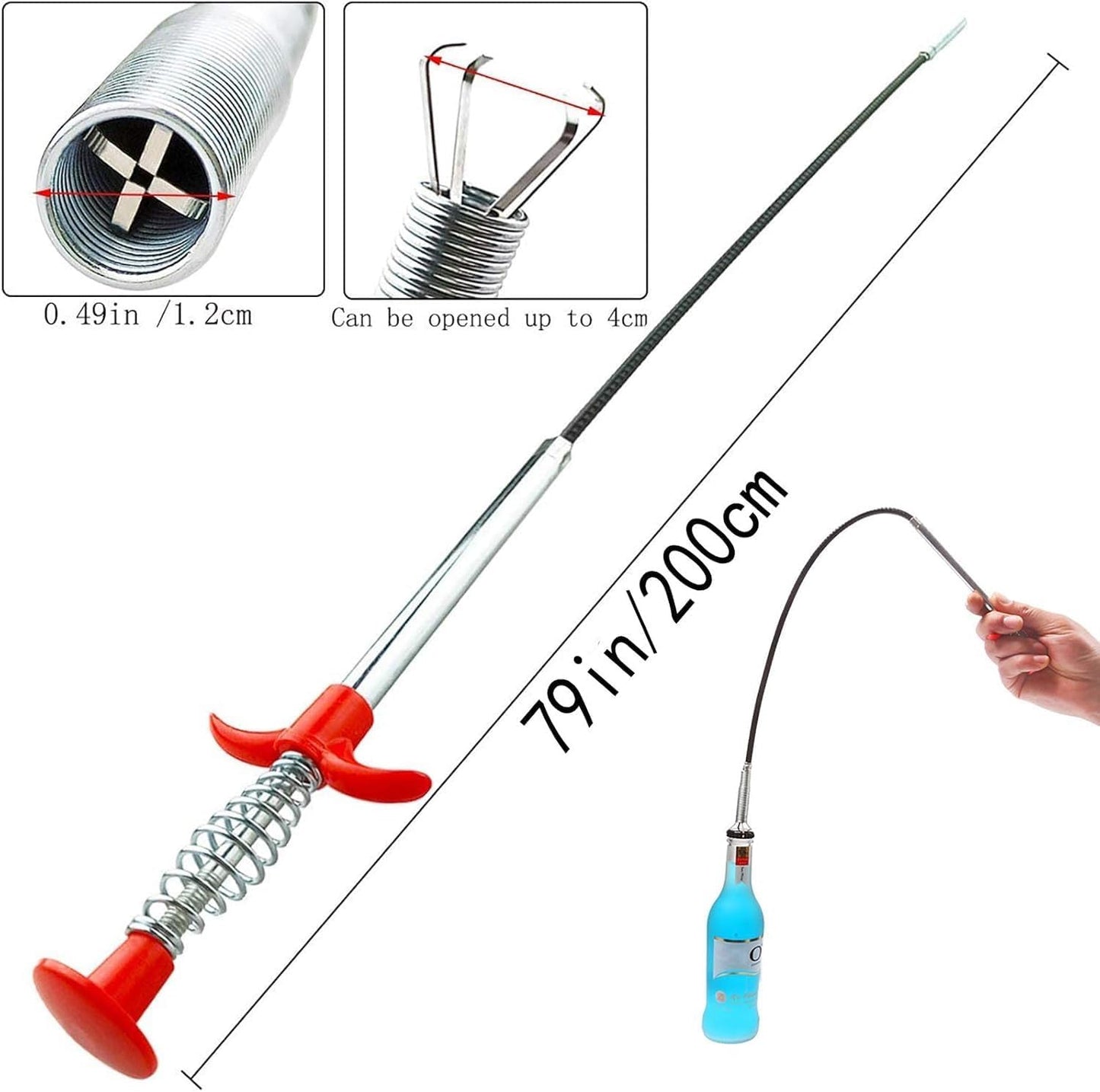 Drain Cleaning Tool Set, 79" Extra-Long Drain Clog Remover, (6pcs) 25" Hair Drain Snakes, (2pcs) 25" Cleaning Brushes for Sink, Tub, Toilet & Sewer, (9-Pieces Tool Set)