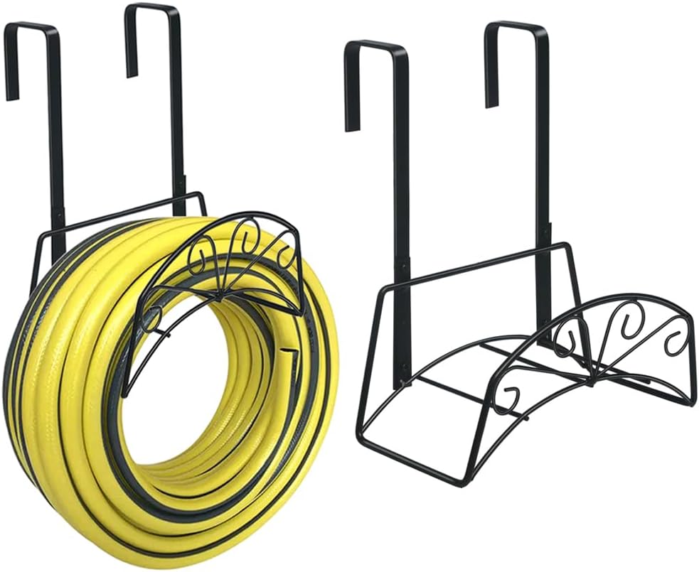 Garden Hose Holder, Sturdy Hose Storage Organizer Reel Rack for Outside Garden Lawn Yard Farm -Wall Mount Or Hanger (White)