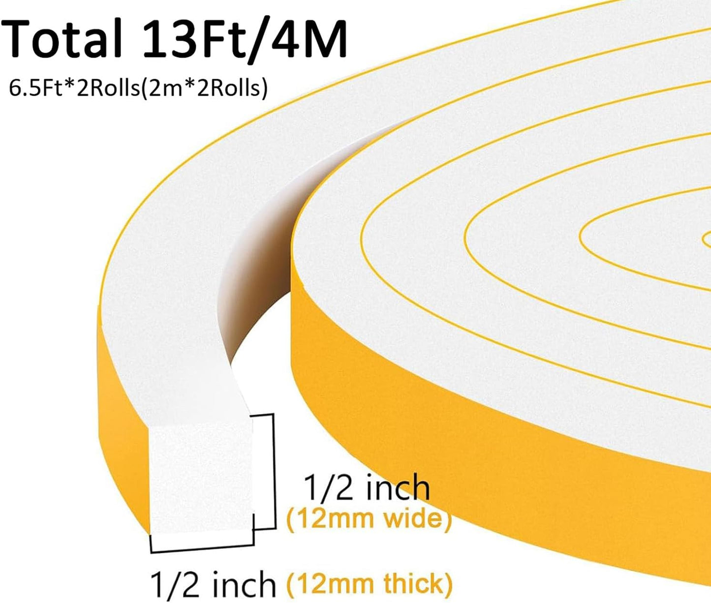 Upgraded Strong Adhesive Foam Weather Stripping Door Seal Insulation Tape for Insulating Door,Window, Air Conditioner Noise-Reduction Self Adhesive Sealing Weatherstrip (1 in x 1/2 in x 10 Ft) - Colors B