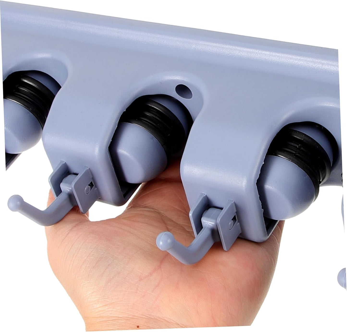 Garneck 5-slot 6-hook Wall Mount Broom Organizer Grey Abs Plastic Mop Holder Easy Install and Sturdy Friction Design