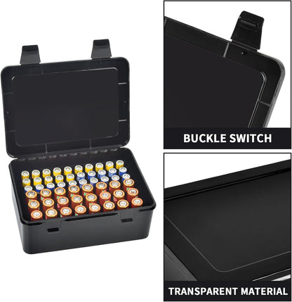 Battery Organizer Storage Box, Garage Case Holder for 24* AA, 30* AAA Batteries (Bag Not Include Batteries Pack) (white)