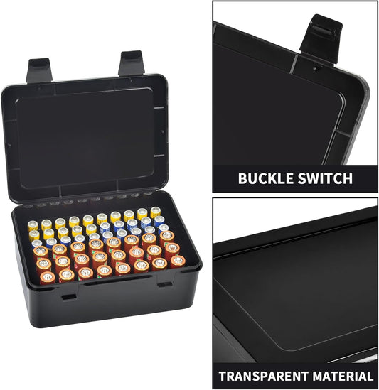 Battery Organizer Storage Box, Garage Case Holder for 24* AA, 30* AAA Batteries (Bag Not Include Batteries Pack) (white)