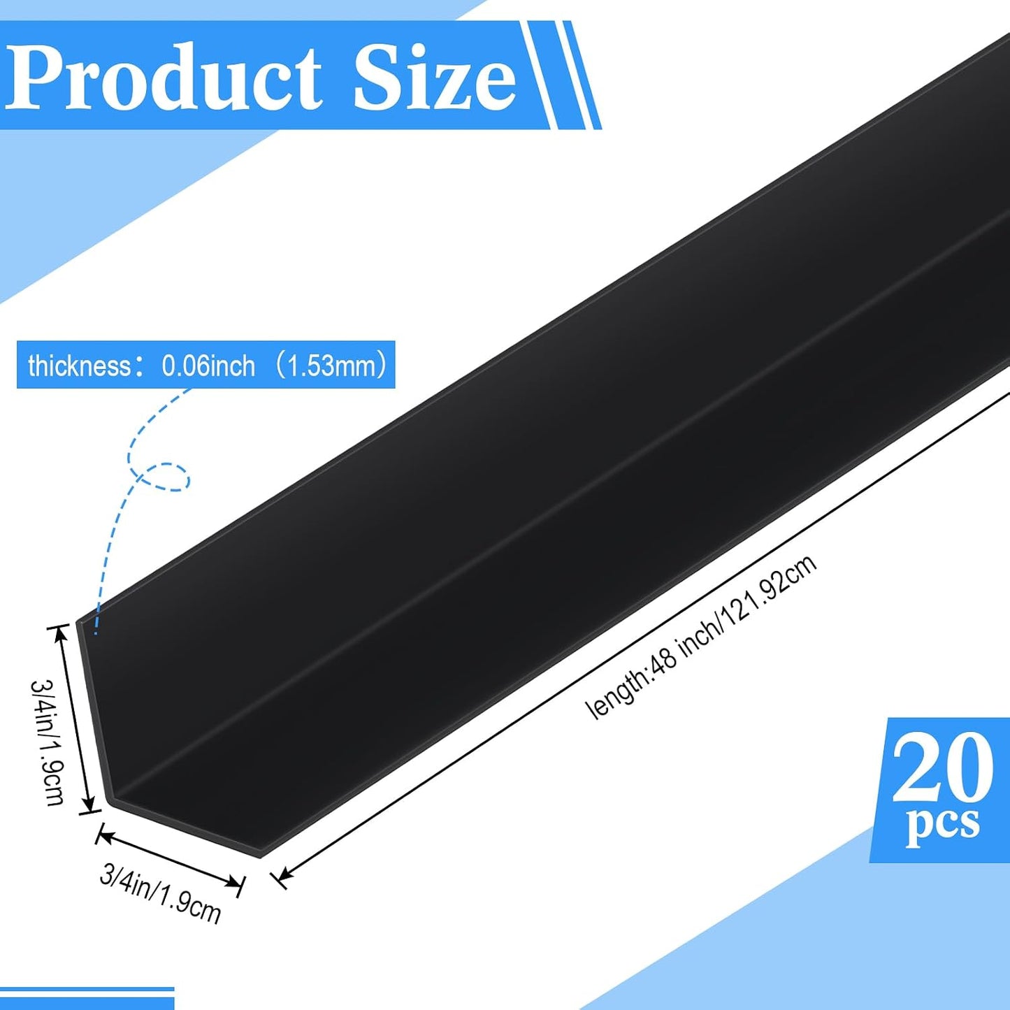 Sasylvia 10 Pcs Wall Corner Protector Guards, Vinyl 3/4 x 48 Inches Corner Trim Molding, Avoid Scratching Scuffs, Ease Install and Cleaning for Door Countertop Furniture Cabinet Protection, Clear