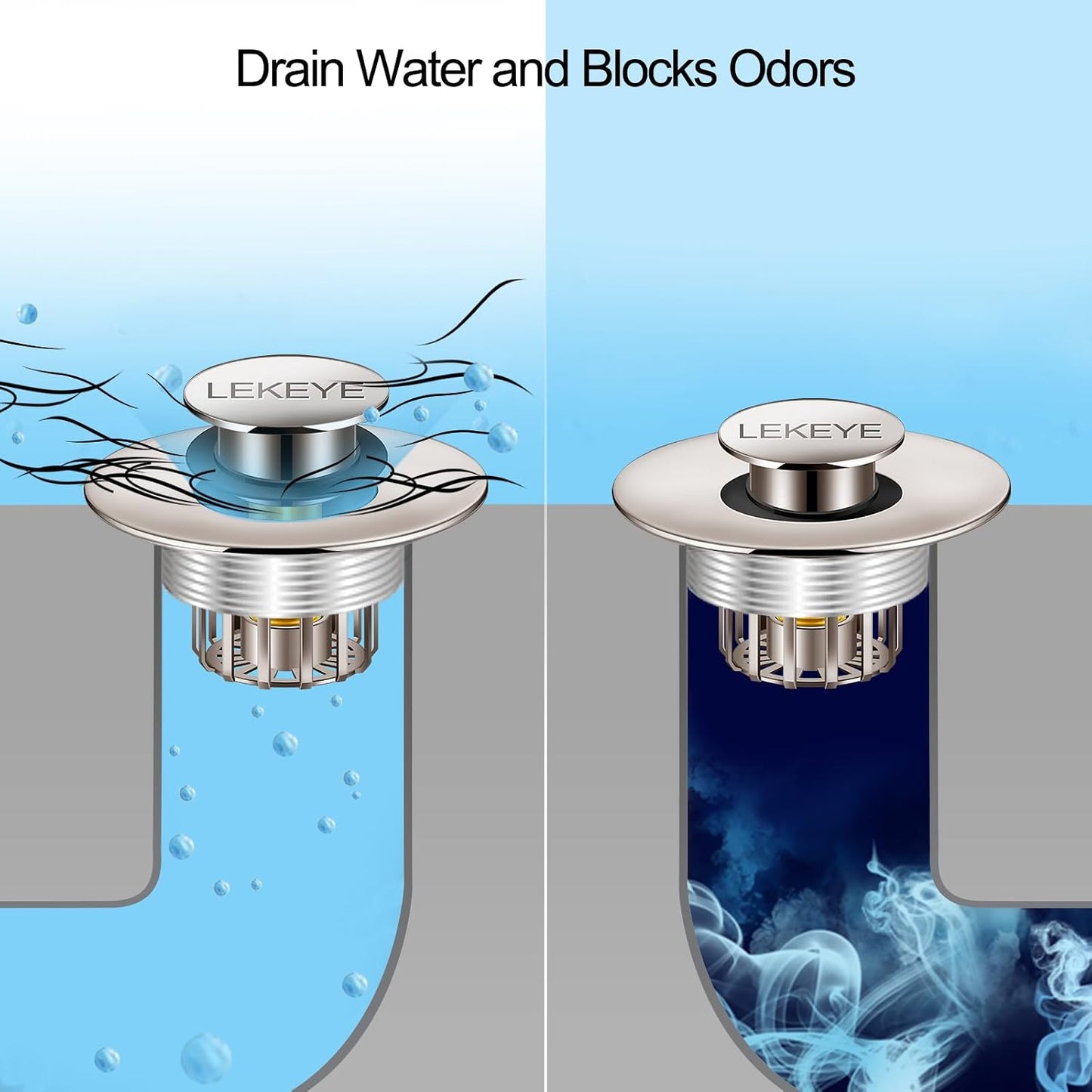 LEKEYE Tub Stopper | Shower Drain Hair Catcher | Pop-up Drain Stopper with Strainer | Bathroom Bathtub Plug | Drain Protector for 1-1/2 to 1-3/4" Bath Drain Hole