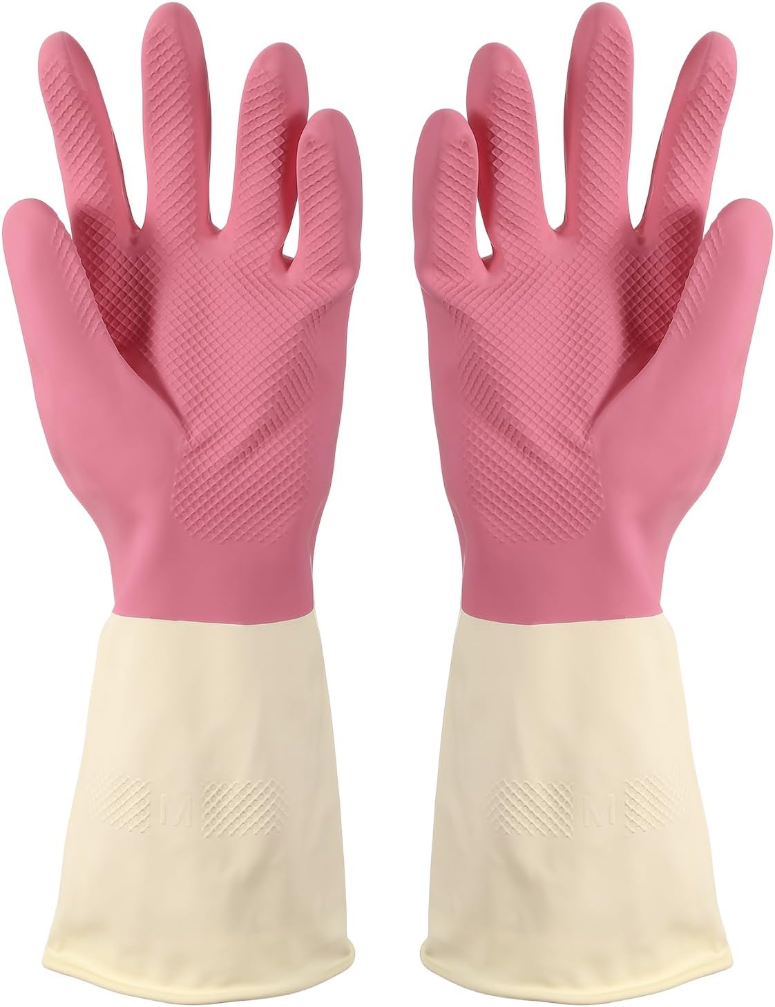 uxcell Rubber Cleaning Gloves, Reusable Household Dishwashing Long Rubber Gloves with Non-slip Grip