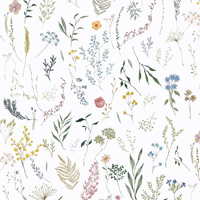 Dimoon 17.3''x78.7'' Vintage Peel and Stick Wallpaper Boho Beige Neutral Contact Paper White Floral Bird Wallpaper Removable Botanical Renter Friendly Modern Wall Paper Bedroom Bathroom Vinyl Roll