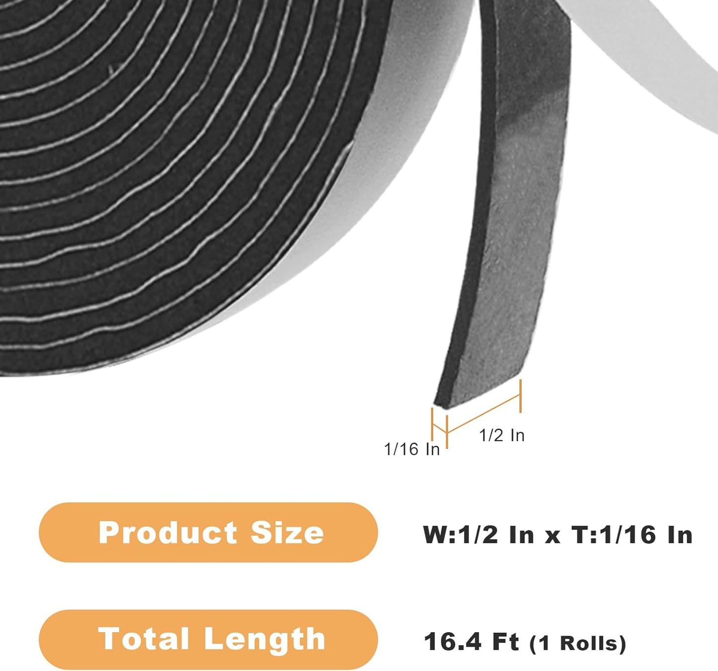 Weather Stripping Door Seal Strip for Doors and Windows, 1In x 1/8In x 33Ft x 2 Roll Foam Insulation Tape Self Adhesive,Sound Proof,Weatherstrip,Pipe Cooling, Air Conditioning Seal Strip - Colors A
