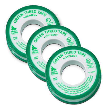 Gasoila Green PTFE Thread Seal Tape – Professional-Grade High-Density Thread Tape for Oxygen Lines – Leak-Proof Seal, Non-Toxic (1/2 Inch x 260 Inch Roll)