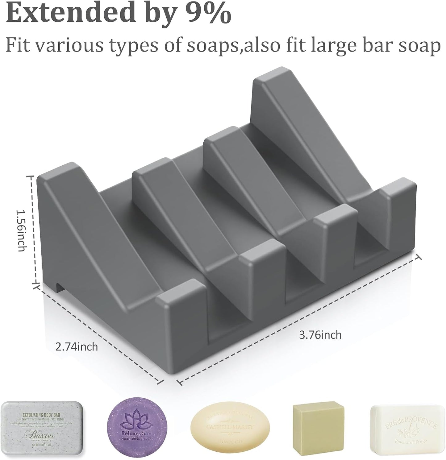 Silicone Soap Dish Set,3PCS Self Draining Soap Holder for Bar Soap | Self draining silicone soap dish with drainage,waterfall design keeps bar soap dry,extended soap holder for shower,bathroom