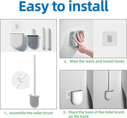 Silicone Toilet Brush,Toilet Bowl Brush,Toilet Brush and Holder Set,Rv Toilet Cleaner Brush Wall Mounted for Bathroom，RV Travel Trailers and Campers