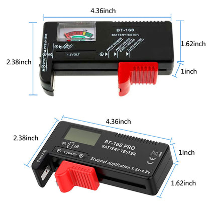 2PCS Battery Tester Checker Digital LCD Universal Battery Tester Monitor for AA AAA C D 9V 1.5V 1.2~4.8V Batteries Household Battery Testers Power Meter