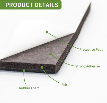 Non Slip Furniture Pads 36 PCS 1'' Square - Anti Slip Furniture Pads - Self Adhesive Rubber Feet Furniture Feet - Chair Leg Floor Protectors - Keep Furniture in Place