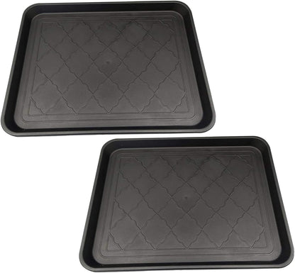 Shoe Tray for Entryway 2Pcs 18x14 Inch, Non-Slip Waterproof Boot Mat with Square Design, for Indoor and Outdoor Use, Style 2