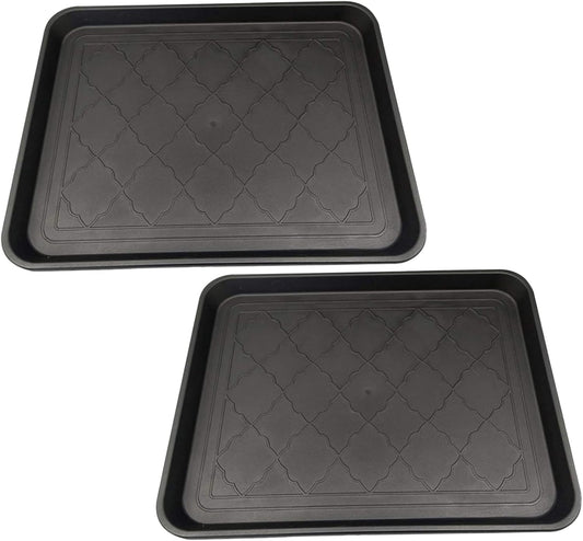 Shoe Tray for Entryway 2Pcs 18x14 Inch, Non-Slip Waterproof Boot Mat with Square Design, for Indoor and Outdoor Use, Style 2