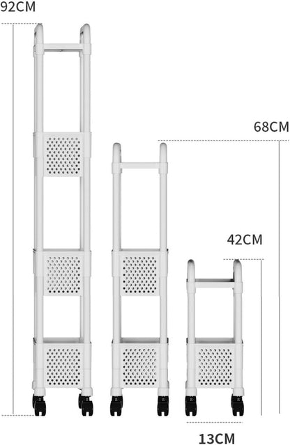 Slim Storage Cart, Plastic Kitchen Gap Storage, Multi-Layer Organizer with 360° Swivel Wheels for Kitchen Bathroom (Black,3 Tier)