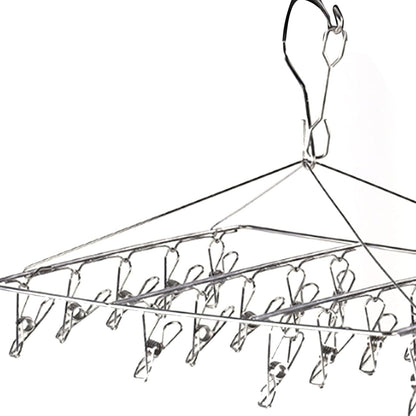 Stainless Steel Sock Drying Rack, Multi Clip Clothes Drying Rack Underwear Hanger Sweater Drying Rack Sock Clips Hang Dry Clothes Rack for Socks, Underwear (No Loop Round)