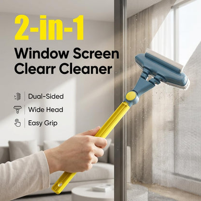 2-in-1 Window Screen Cleaning Brush Set, 2026 New Window Screen Cleaner Multi-Purpose Cleaning Brush, Double Sided Wet & Dry Dual Use for Patio, Door, Porch Screens (2PCS)
