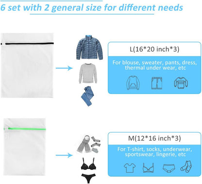GOGOODA Mesh Laundry Bags for Delicates Durable Protective Wash Bags | Travel Storage Bags for Intimates Lingerie, 3PCS（3XXL）