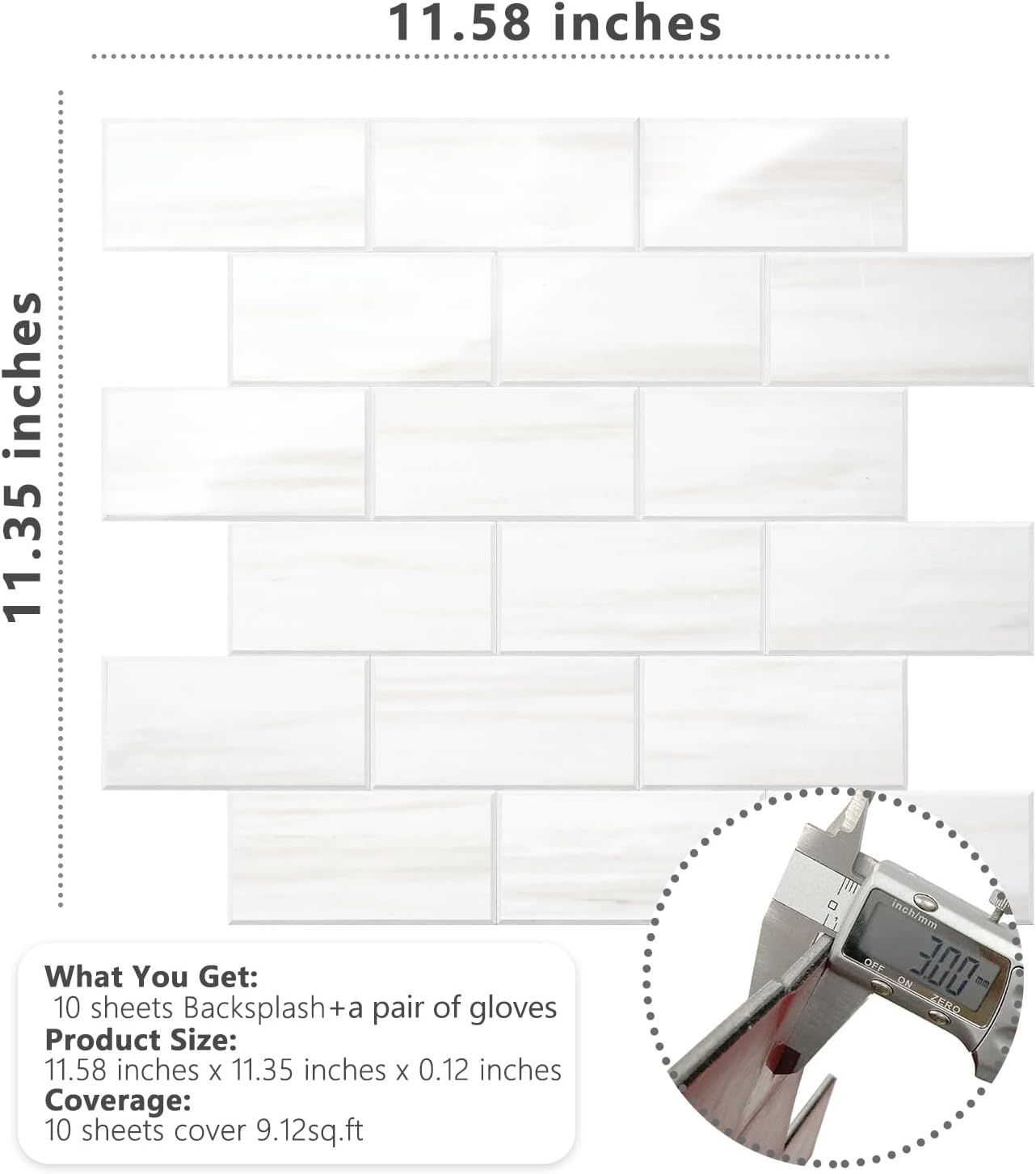 STICKGOO 10-Sheet Subway Tile Peel and Stick Backsplash, Seamless Design Polished Eurasia Beige Kitchen Backsplash Wall Tiles, Glossy Surface Waterproof Stick on Tile for Bathroom, RV, Fireplace