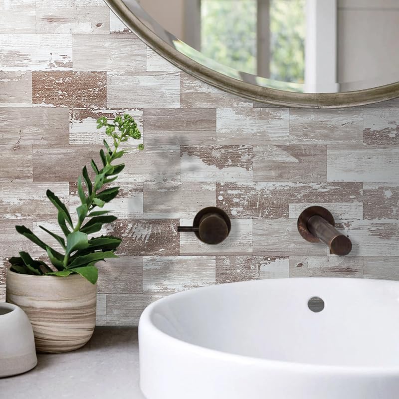 AULIGET 100 Piece Rust Slate Peel and Stick Backsplash Wall Tiles, 3" x 6" PVC Faux Stone Stick on Tiles for Backsplash Kitchen, Bathroom, Laundry Room, Camper, Fireplace