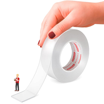 XFasten Reusable Double-Sided Nano Tape, 1.5-Inch x 20 Feet, Clear, Movable and Washable Double-Sided Gel Mat Grip Adhesive Putty Brick Tape | Bathroom, Kitchen Silicone Grip Nano Mounting Tape
