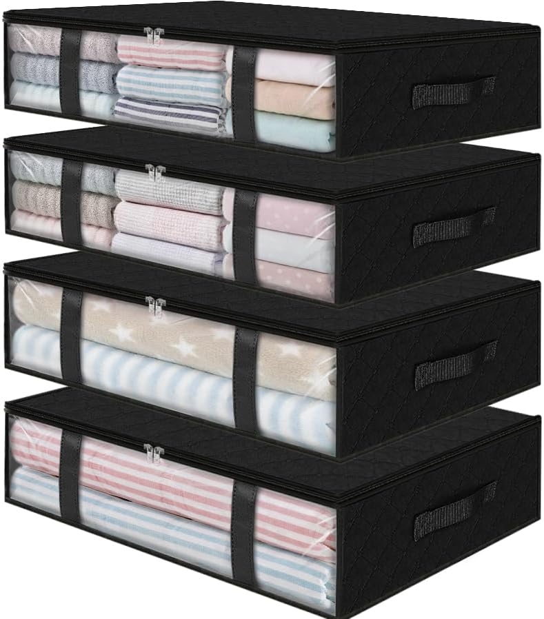 StorageRight Under Bed Storage Bags 3 Pack, 40L Large Clothes & Comforter Storage Containers with Clear Window, Breathable Fabric Organizer for Blankets, Bedding, Seasonal Clothing