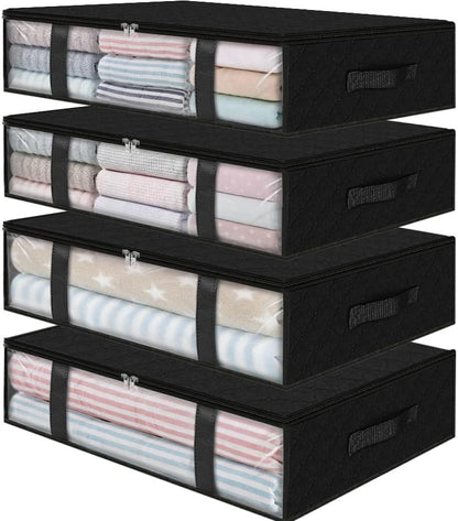 StorageRight Under Bed Storage Bags 3 Pack, 40L Large Clothes & Comforter Storage Containers with Clear Window, Breathable Fabric Organizer for Blankets, Bedding, Seasonal Clothing