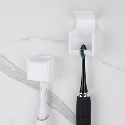 2 PCS Toothbrush Holder Wall Mounted with Cover for Bathroom, Self Adhesive Toothbrush Storage Organizer for Shower, Mini Toothbrush Hanger Rack for Dorm, Cabinet (Black)
