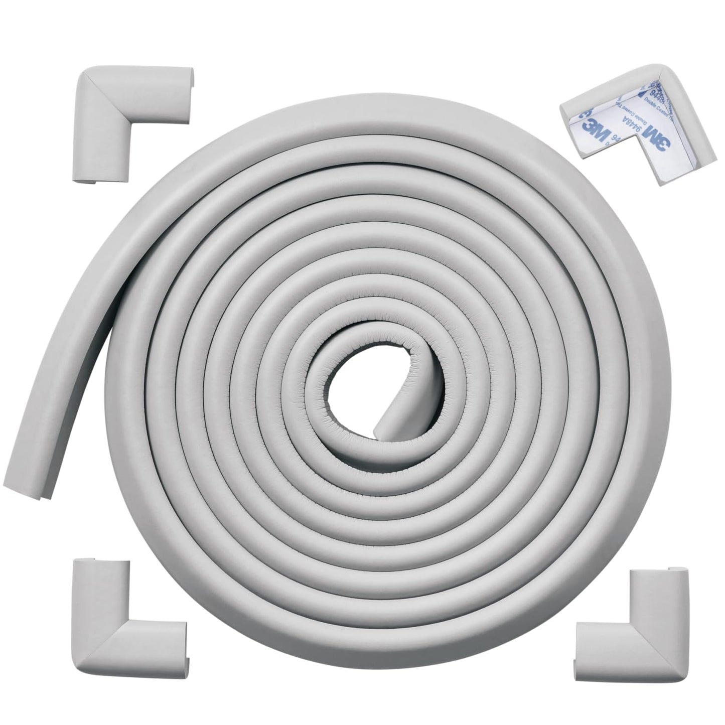 Roving Cove Slimfit Corner Edge Protector for Baby Proofing (Small 15ft Edge 4 Corners), Furniture Safety Bumper Guard, Soft NBR Rubber Foam, 3M Adhesive, Oyster White (Off White)