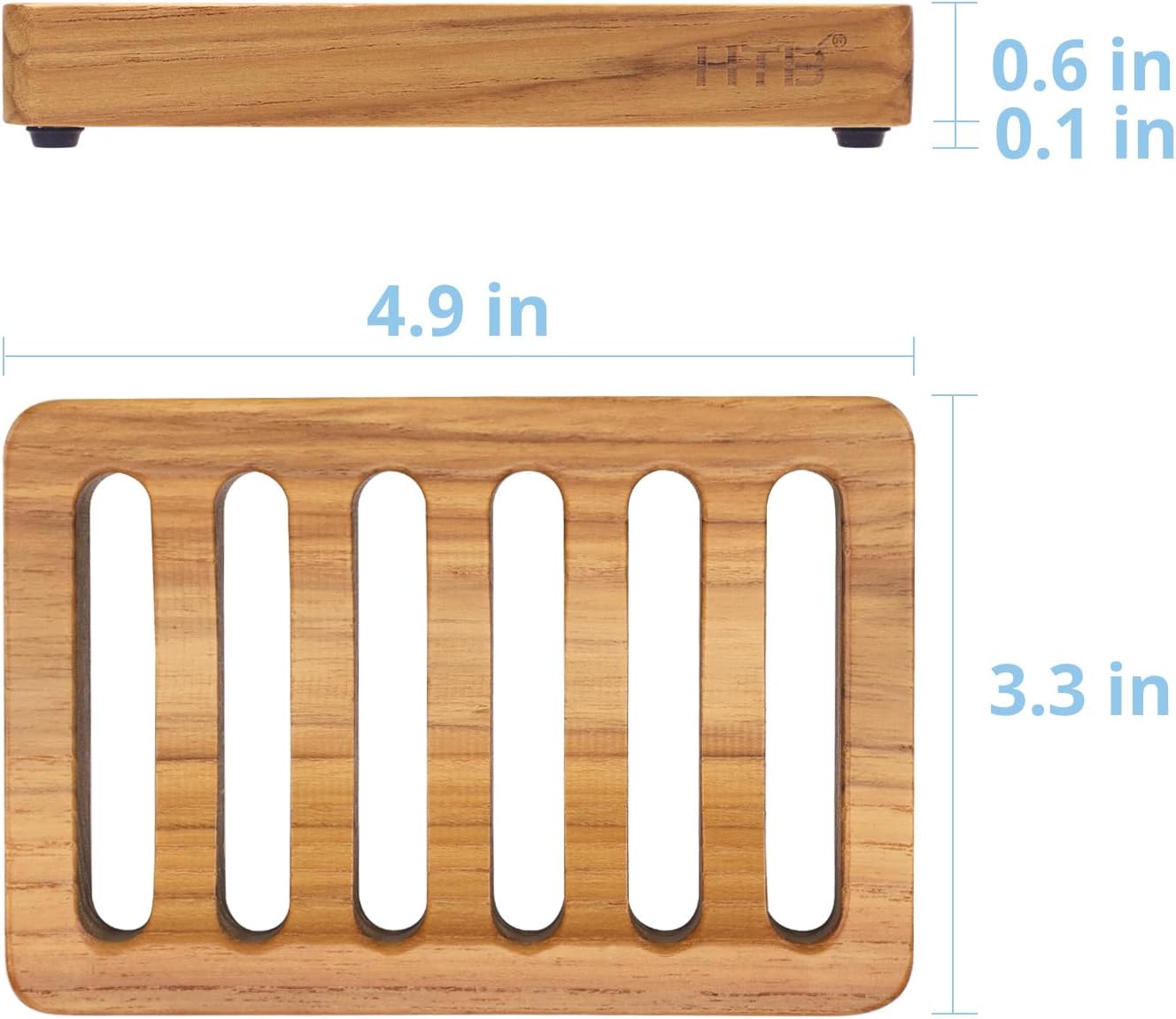 HTB Slotted Bar Soap Holder Teak Wood,Sponge Holder for Kitchen Sink | Self Draining Soap Dish for Shower, Bathroom, Bathtub, RV,Soap Saver Keep Soap Dry,Extend Soap Life,Bathroom Accessories