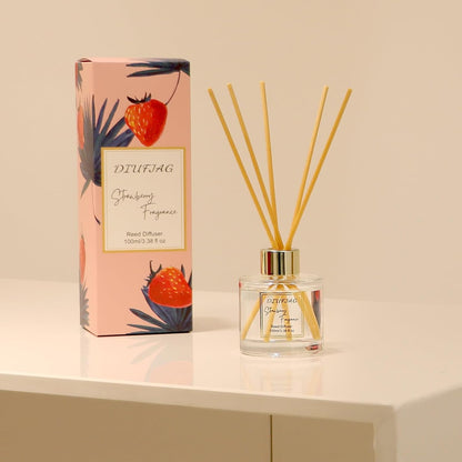 100ml Scent Diffuser with 6 Fiber Sticks, 3.5 oz Reed Diffuser Set Aromatherapy Fragrance Diffusers Air Fresheners for Home Bedroom Bathroom (Coconut)