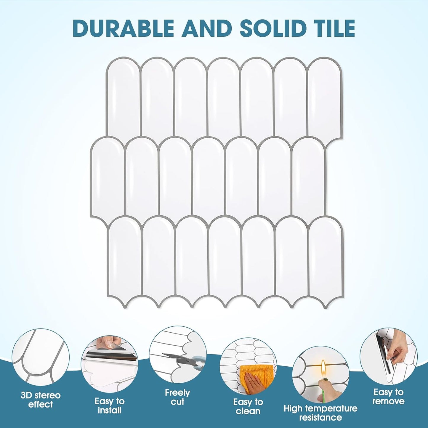 20 Sheets Peel and Stick Tile Backsplash - Waterproof & Removable Self Adhesive Wall Tiles with Realistic Tile Look for Kitchen, Bathroom, RV (12x12 Inch)