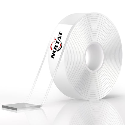 NULTAT Double Sided Tape Heavy Duty, Nano Reusable, Removable, Washable Double Stick Tape for Wall, Multipurpose Clear Adhesive High Temperature Tape 1.18" x 120"(10 Feet)