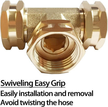 Joywayus 2PCS Brass 3/4" GHT Garden Hose Splitter Body Backyard 2 Way Y Shaped Swivel Connector Threaded Pipe Fitting Coupler Adapter with Washer
