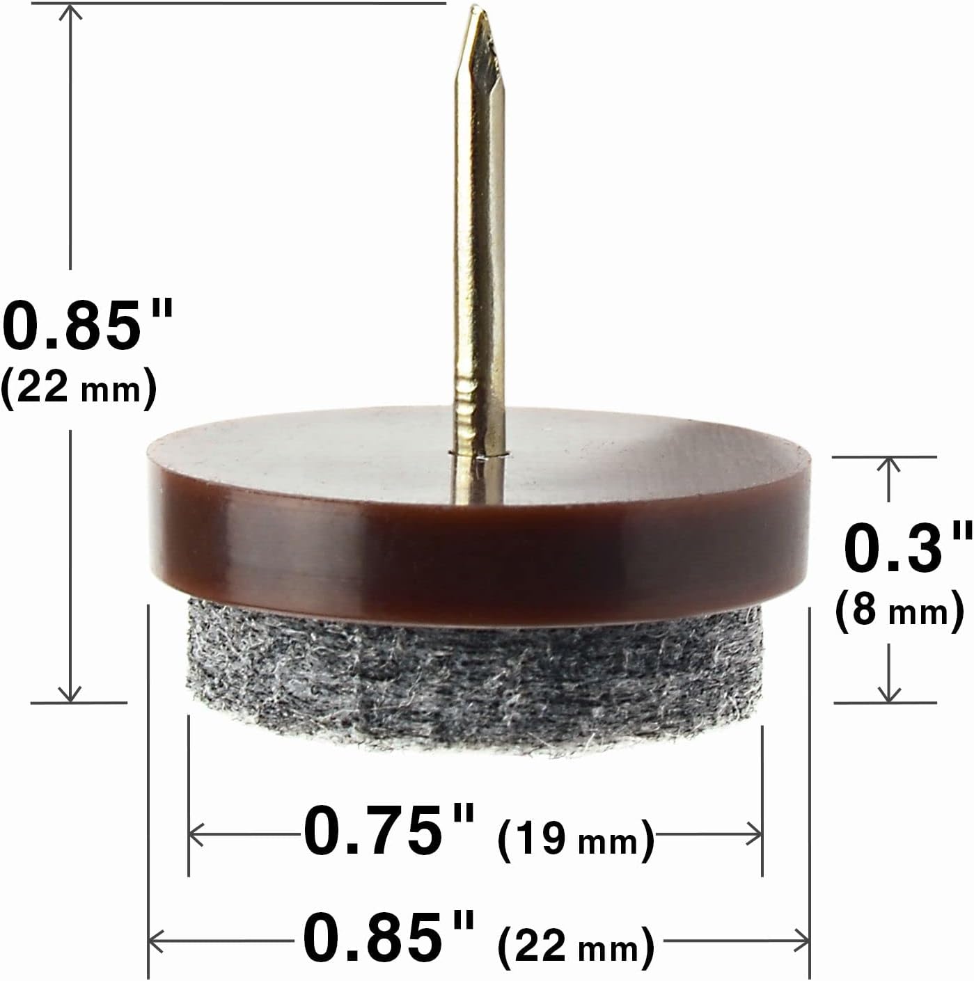 Nail-on Felt Pads X-PROTECTOR 40 PCS - 0.85" Felt Furniture Pads - Brown Chair Leg Floor Protectors - Nail in Furniture Pads for Furniture Legs - The Best Felt Chair Pads for Hardwood Floors (22mm)!