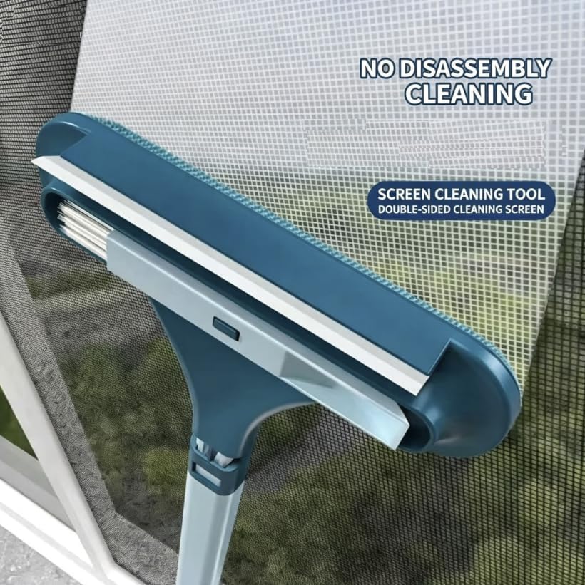 Upgrade 2-in-1 Window Screen Cleaning Brush, Double Sided Wet Dry Window Screen Cleaner Tool for Home Mesh Window Cleaning (Green)