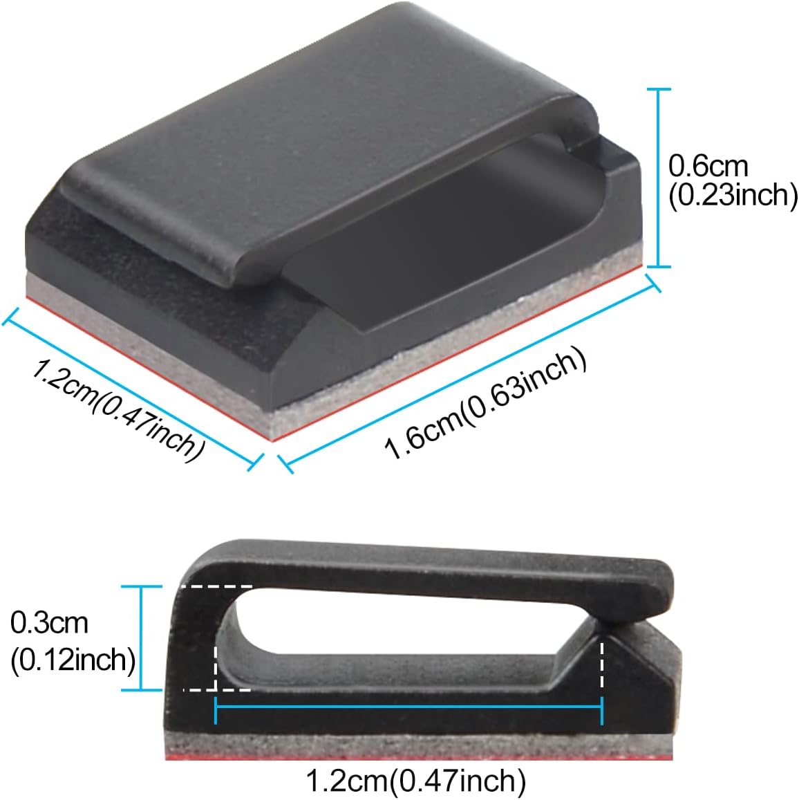 100 Pcs Cable Tidy Management Self Adhesive Flat Cable Clips for Led Light Strip and Flat Ethernet Cable Black