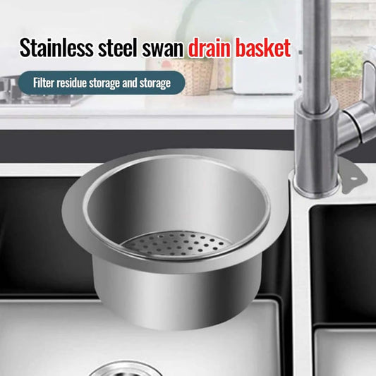 Stainless Steel Swan Sink Strainer Basket 5.5 Inch Kitchen Sink Draining Basket for Less Than 1.69in Diameter Faucet Swan Shaped Hanging Multi-Functional Corner Drain Filter Baskets
