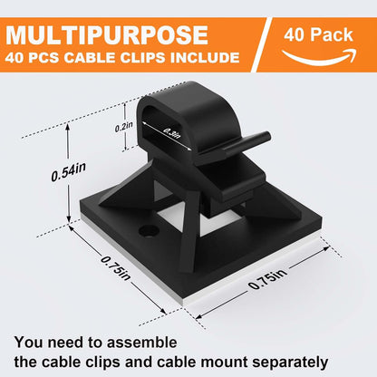 3/4" Zip Tie Adhesive Mounts Self Adhesive Cable Base Holders with Multi-Purpose Tie wire clips with screw hole,Anchor stick on wire holder,Black