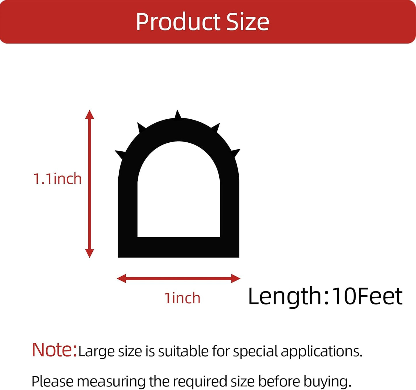 EPDM Rubber Seal Strip, Self-Adhesive D Shape Rubber Weather Stripping for RV, Boat, Auto, Truck, Marine, Garage Doors/Window and More, W:1"; H:1.1",10Ft