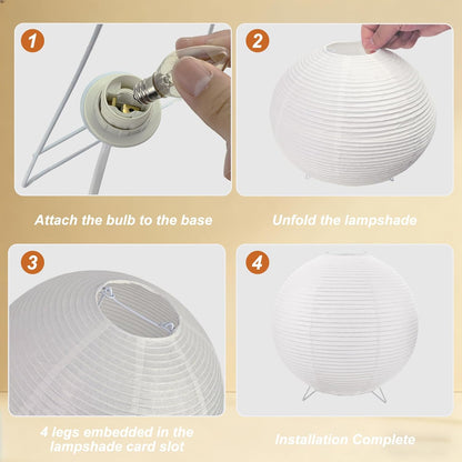 YY YEARCHY Rice Paper Table Lamp 15.3-inch Tall | Push-Button Switch E12 Base Warm Glow Desk Lamp for Bedroom Living Room Office