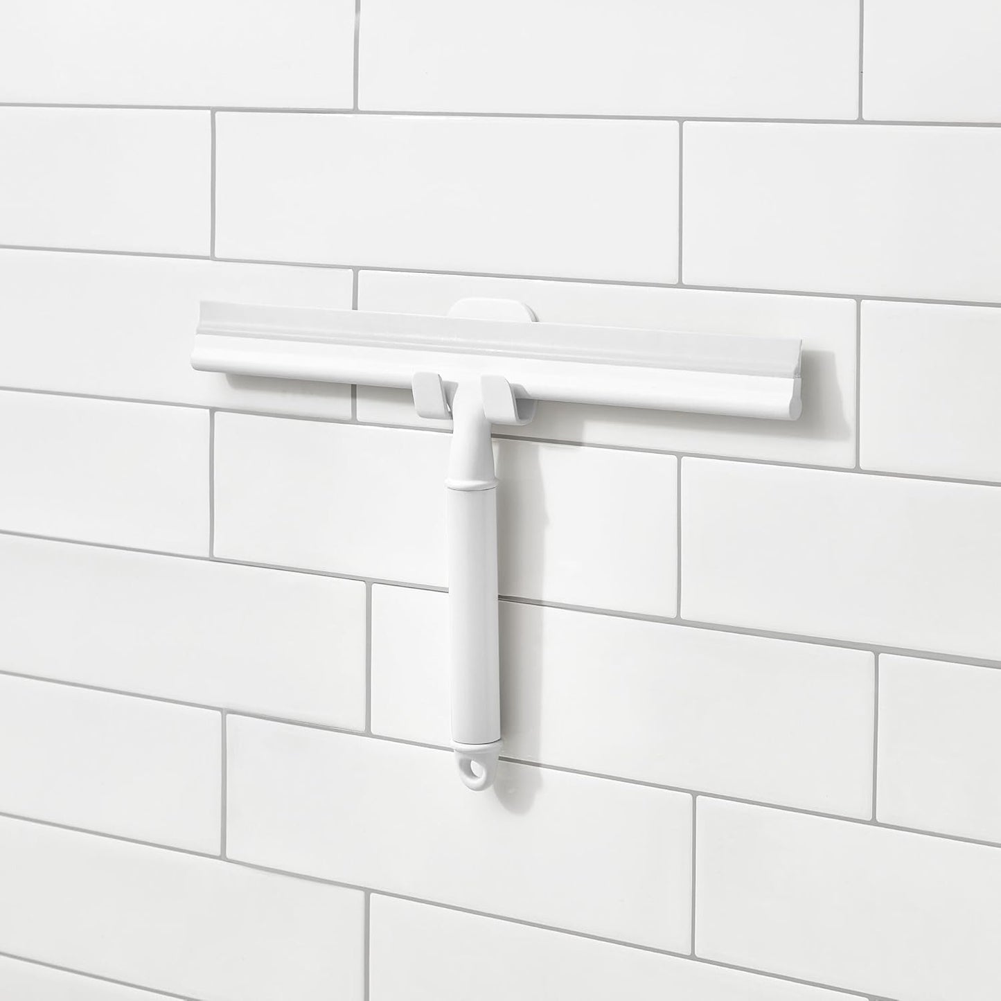 iDesign Shower Squeegee with Adhesive Hook - White